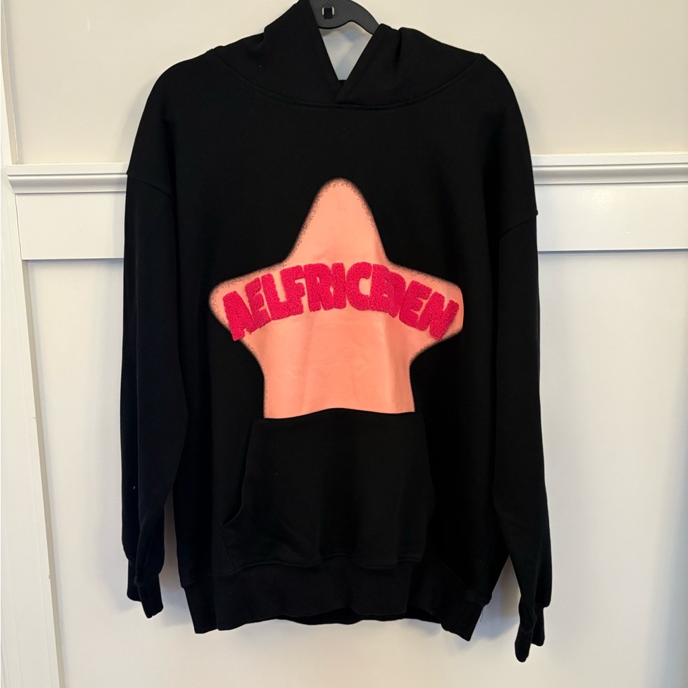 Black Hoodie with Pink Star Design